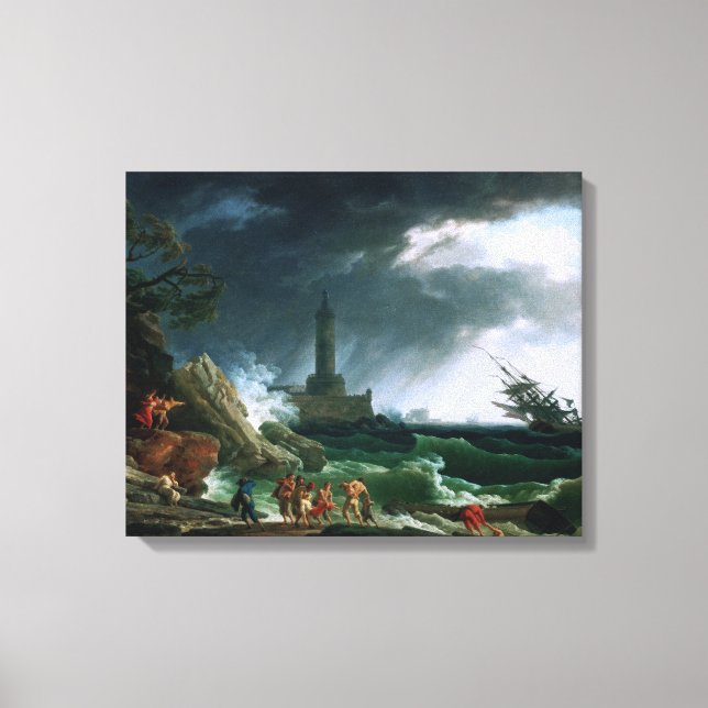 A Storm on a Mediterranean Kusten av Claude Joseph Canvastryck (Framsida)