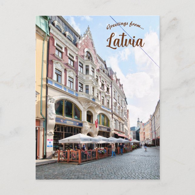 A Street in Riga Lettland Postcard Vykort (Framsida)