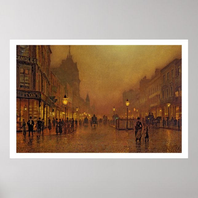 A Street på natten (olja på panelen) Poster (Framsidan)