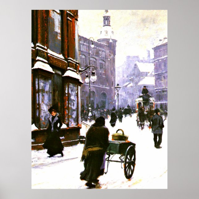 A Street Scene in Winter, Köpenhamn Poster (Framsidan)