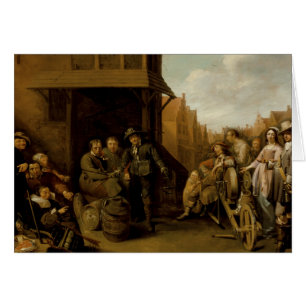 A Street Scene med Knivar Grinder av Jacob Anka Hälsningskort