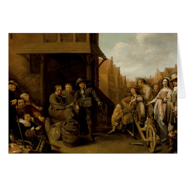 A Street Scene med Knivar Grinder av Jacob Anka Hälsningskort (Framsidan Horizontal)