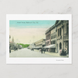 A Street SceneRedwood City, CA Vykort