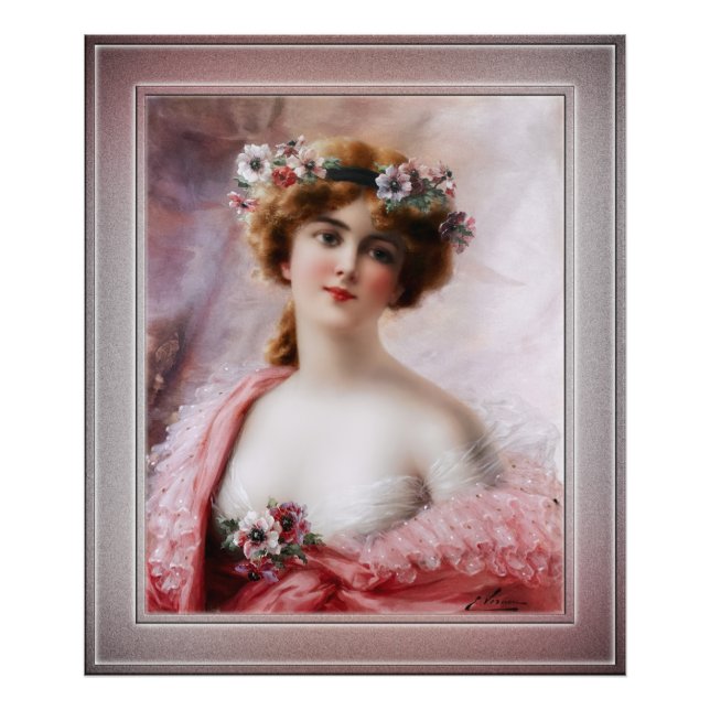 A Summertime Beauty av Emile Vernon Fototryck (Framsidan)