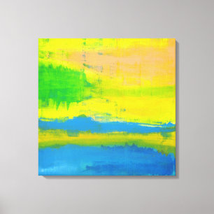 "A SUNNY DAY" Gult Blue Nautical Abstrakt Art Canvastryck