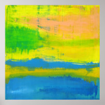 "A SUNNY DAY" Gult Blue Nautical Abstrakt Art