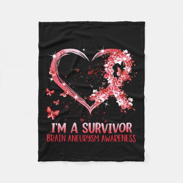 A Survivor Brain Aneurysm Awareness Burgundy Heart Fleecefilt (Framsidan)