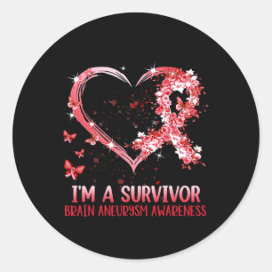 A Survivor Brain Aneurysm Awareness Burgundy Heart Runt Klistermärke