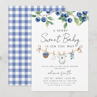  A Sweet Berry Blueberry Baby Shower  Inbjudningar