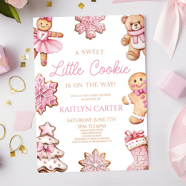 A Sweet Little Cookie Pink Gingerbread Baby Shower Inbjudningar (Skapare uppladdad)