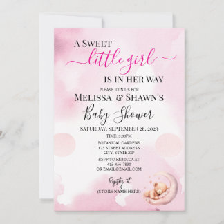A Sweet Little Girl Baby Shower Invitation Inbjudningar