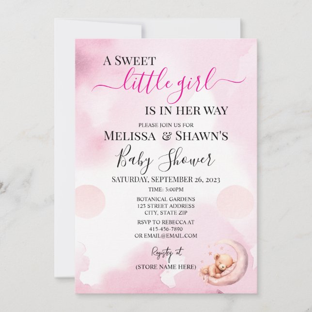A Sweet Little Girl Baby Shower Invitation Inbjudningar (Framsida)