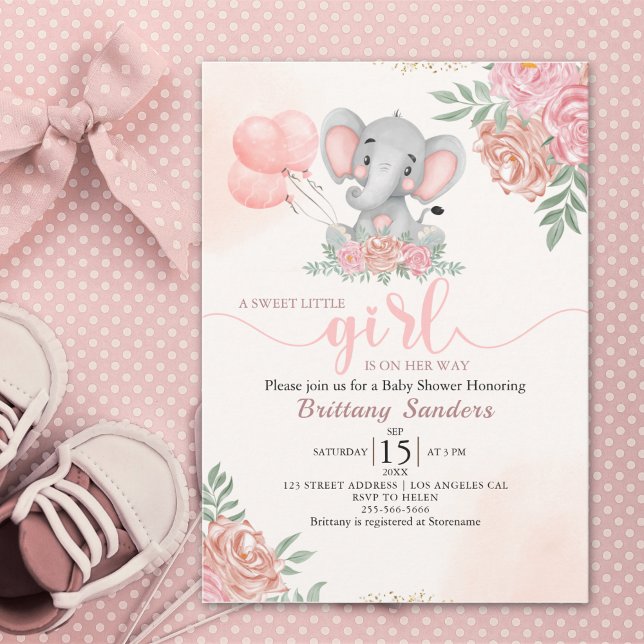 A Sweet Little Girl is on her Way Baby shower Inbjudningar (Skapare uppladdad)