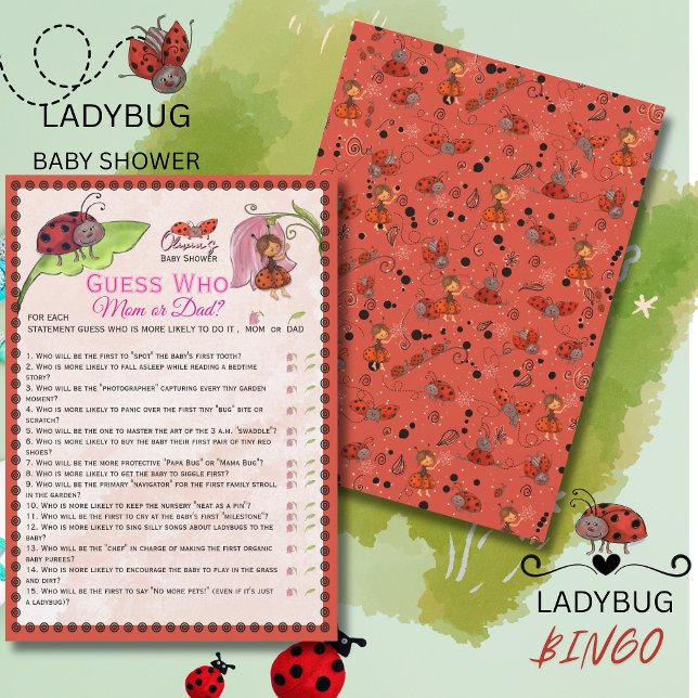 A Sweet Little Lady Ladybug Guess Who Game Card Inbjudningar (A Sweet Little Lady Ladybug Guess Who Game Card)