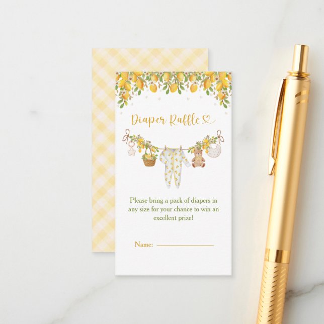 A Sweet Little One Lemon Citrus Baby Shower Tilläggskort (Fram/Back In Situ)