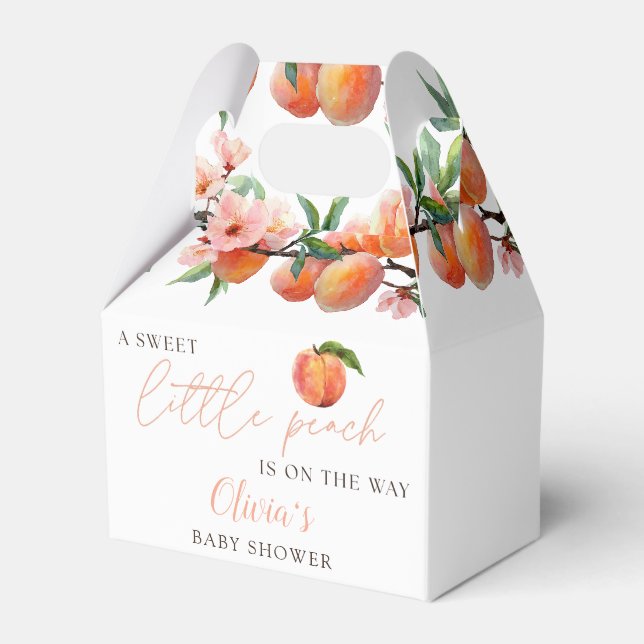 A Sweet Little Peach Baby Shower Favor Boxes Presentaskar (Framsidan Sidan)