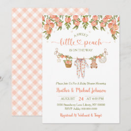 A Sweet Little Peach Clothesline Baby Shower Inbjudningar
