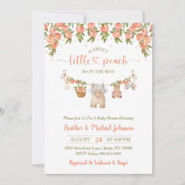 A Sweet Little Peach Clothesline Boy Baby Shower Inbjudningar