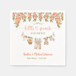 A Sweet Little Peach Clothesline Boy Baby Shower Pappersservett