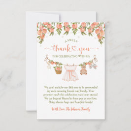 A Sweet Little Peach Clothesline Girl Baby Shower Tack Kort
