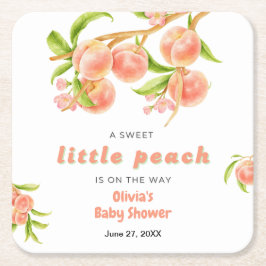A Sweet Little Peach Fruit Baby Shower  Underlägg Papper Kvadrat