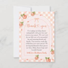 A Sweet Little Peach Gingham Baby Shower Tack Kort