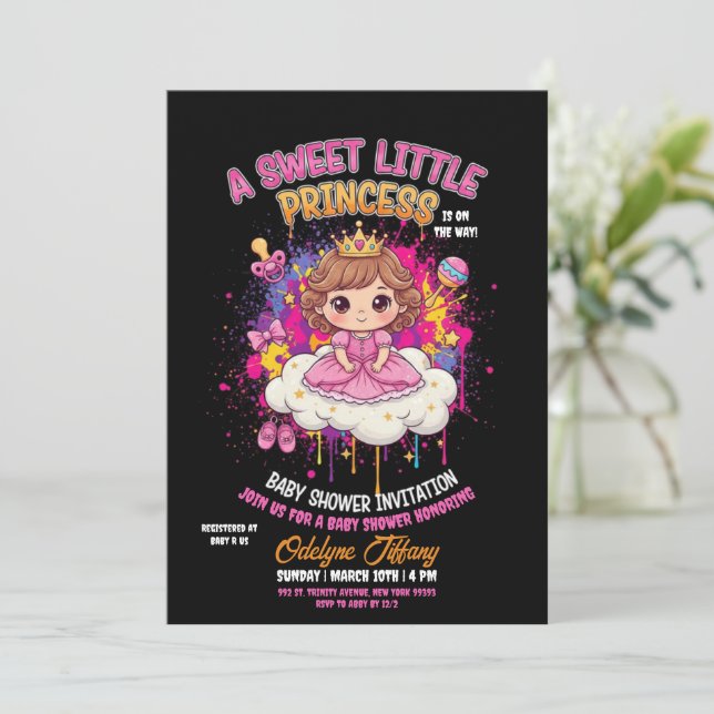 A Sweet Little Princess baby shower Invitation Inbjudningar (Stående Fram)