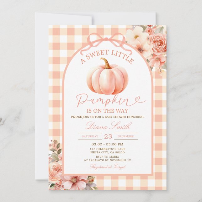 A Sweet Little Pumpkin Baby Shower Fall Autumn Inbjudningar (Framsida)