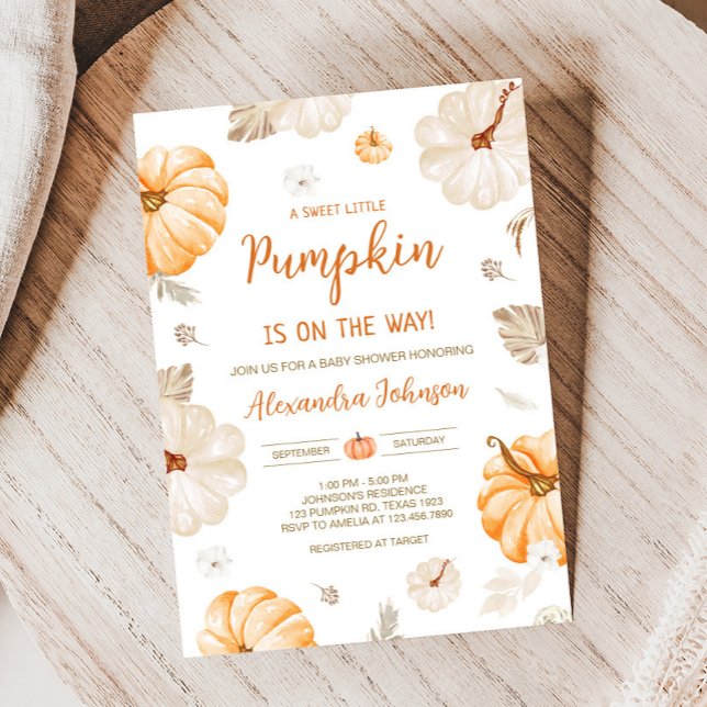 A Sweet Little Pumpkin Fall Baby Shower Inbjudningar (Fall A Sweet Little Pumpkin Baby Shower Invitation)