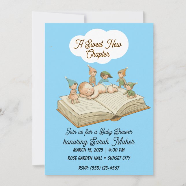 A Sweet New Chapter Storybook Baby Shower Invitati Inbjudningar (Framsida)