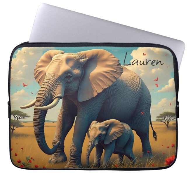 A Sweet Sentimental Mamma och Baby Elephant Laptop Fodral (Framsidan)