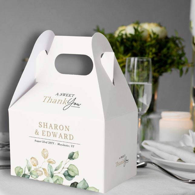 A Sweet Tack Eucalyptus Greenery Guld Bröllop Presentaskar (Skapare uppladdad)