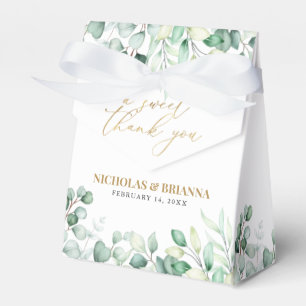 A Sweet Tack Eucalyptus Monogram Guld Bröllop Presentaskar