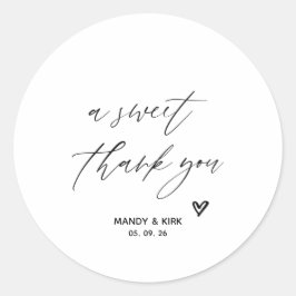 A Sweet Thank You Minimalist Wedding Sweet Favor  Runt Klistermärke