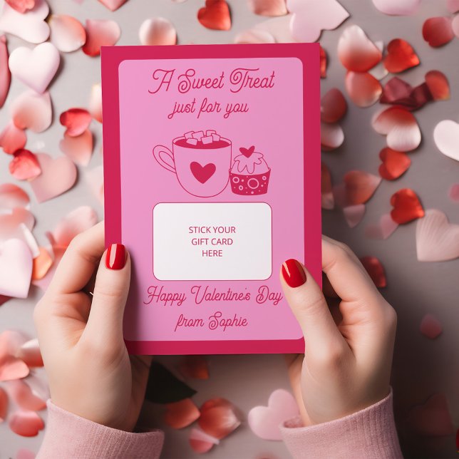 A Sweet Treat Valentine's Gift Card Holder Card Inbjudningar (Valentines Gift Card Holder for Coffee Shop or similar sweet treat)