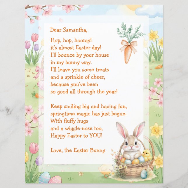 A Sweet Whimsical Easter Bunny Letter for Children (Framsida)