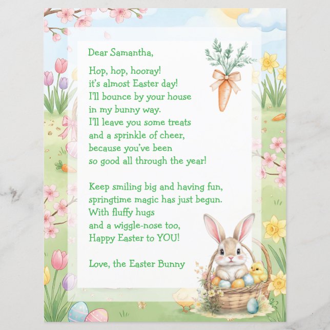 A Sweet Whimsical Easter Bunny Letter for Children (Framsida)