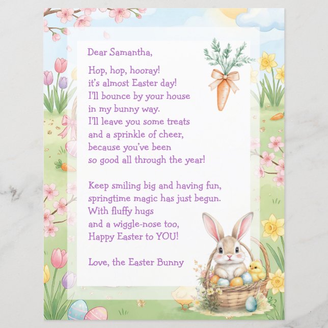 A Sweet Whimsical Easter Bunny Letter for Children (Framsida)