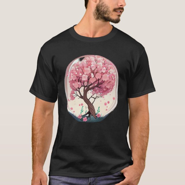 A Symbolic and Meaningful Pink Cherry Blossom Tree T Shirt (Framsida)