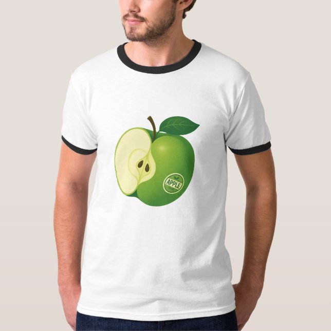 A T-shirt med illustration av ett äpple av grönt (Framsida)