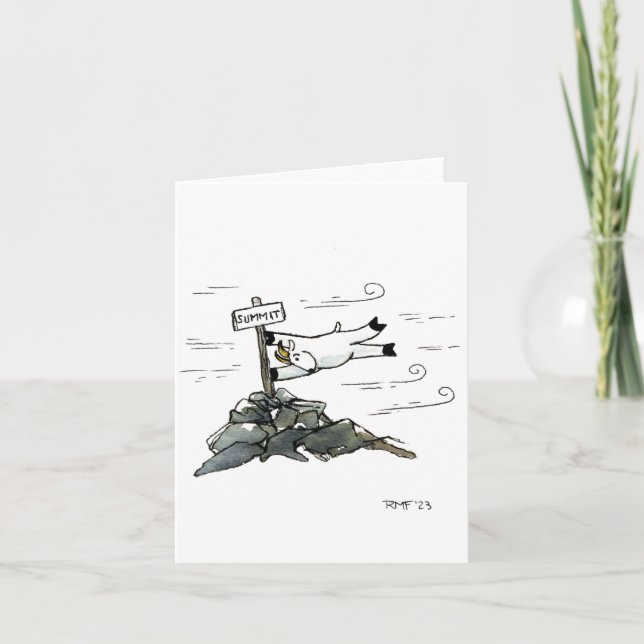 "a tad windy" blank greeting card kort (Framsida)
