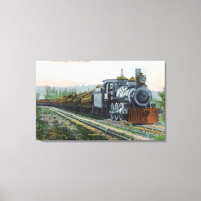 A Tåg i LogsCoos Bay, ELLER Canvastryck (Framsida)
