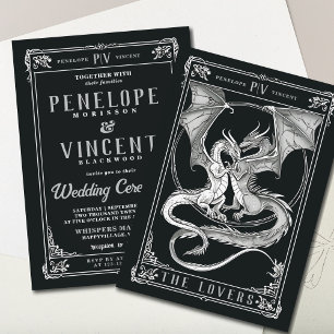 A Tale of Dragon Kärlek Inbjudan till Tarot Wedd