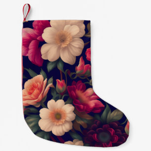 A tapet med ett blommönster liten julstrumpa