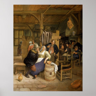 A Tavern Insida med kortspelare Poster