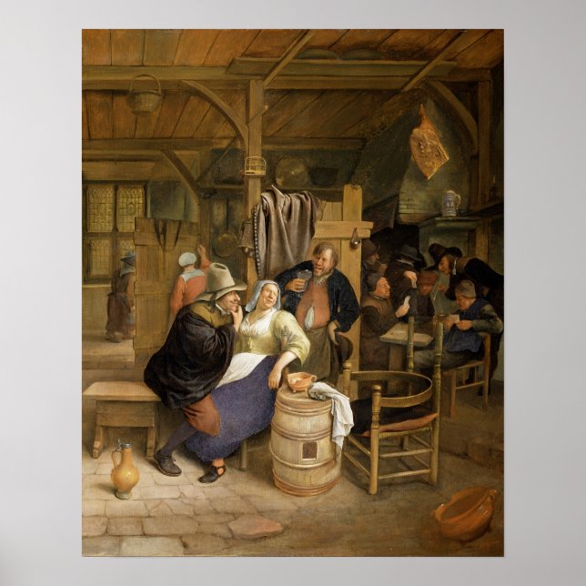 A Tavern Insida med kortspelare Poster (Framsidan)