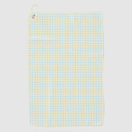 A tea towel with a grid pattern in light blue 