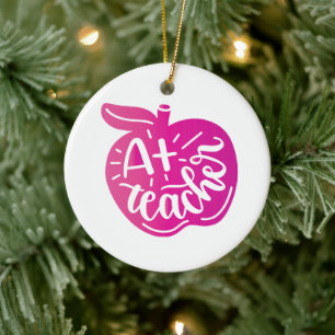 A+ Teach Apple-symbol för lärardagen Julgransprydnad Keramik