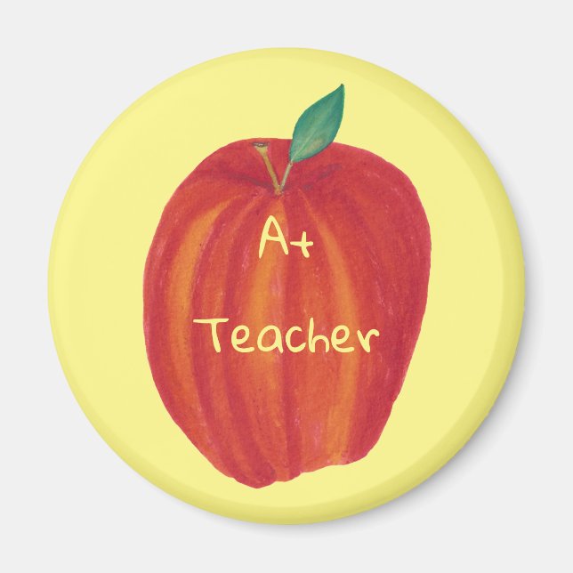 A+ Teacher Watercolor Apple Magnets Magnet (Framsidan)