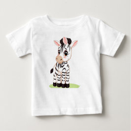 A Tecknad Illustration of a Cute Zebra T-Shirt